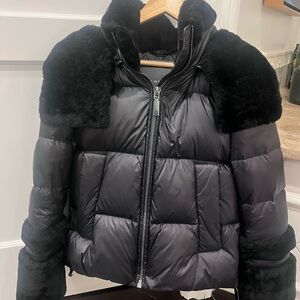 Dawn Levy Harper - down puffer with shearling trim